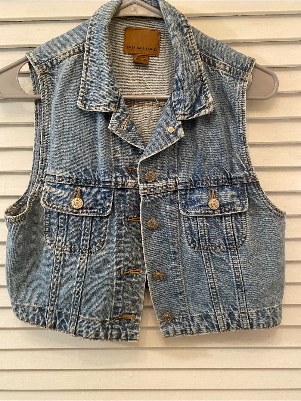 American Eagle Outfitters Light Blue Denim Vest